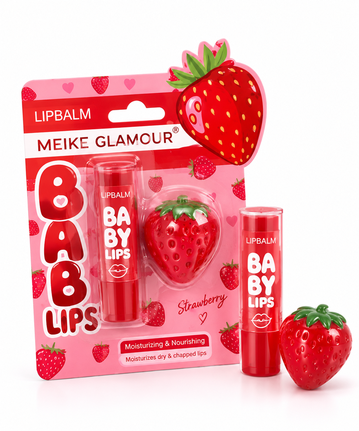 🍓💋 Baby Lips Strawberry Lip Balm | بكج مرطب شفايف بالفراولة 🎀🩷✨
