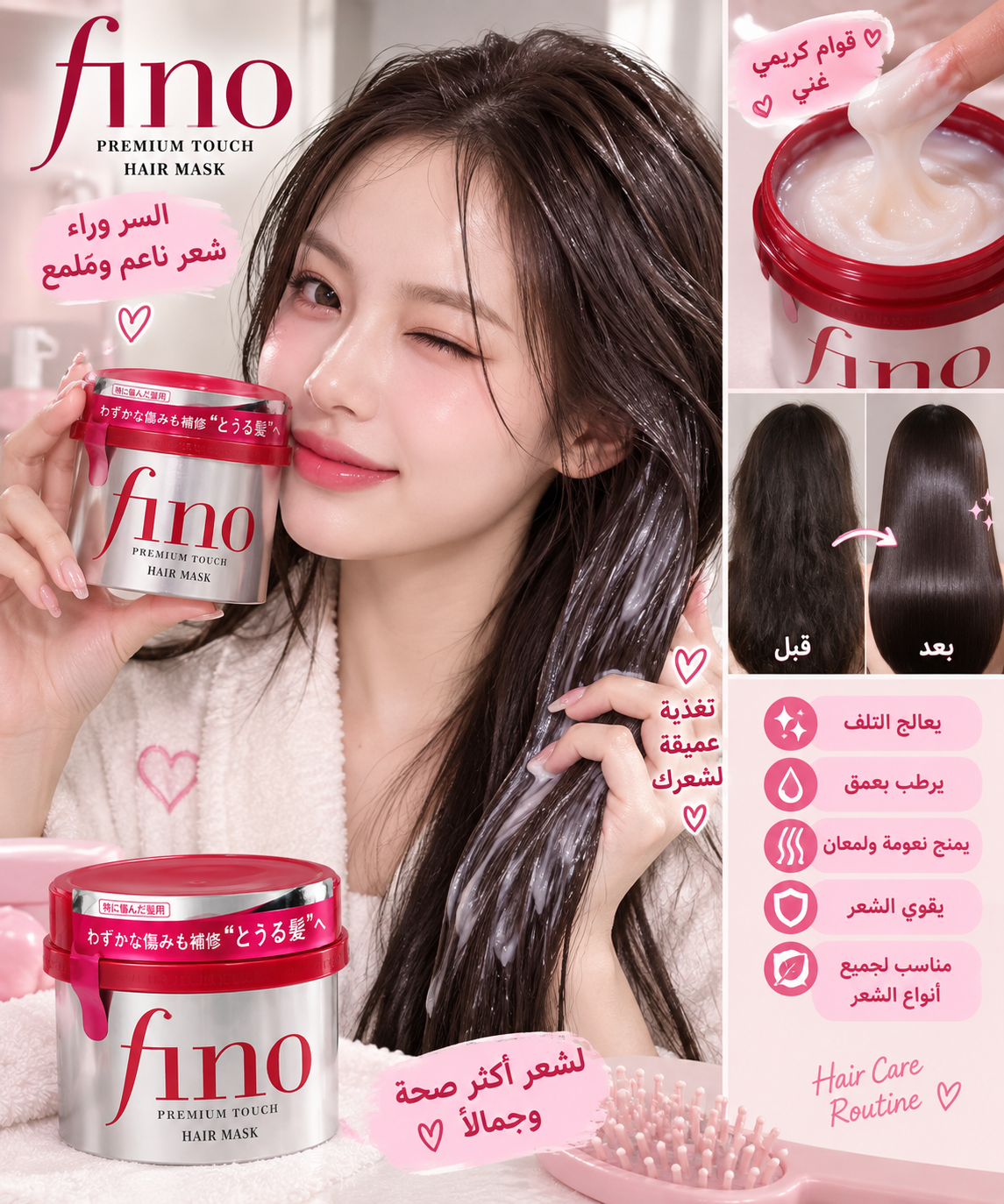 💗✨ Fino Premium Touch – ماسك ترميم وتنعيم الشعر 🫧🎀💆🏻‍♀️✨